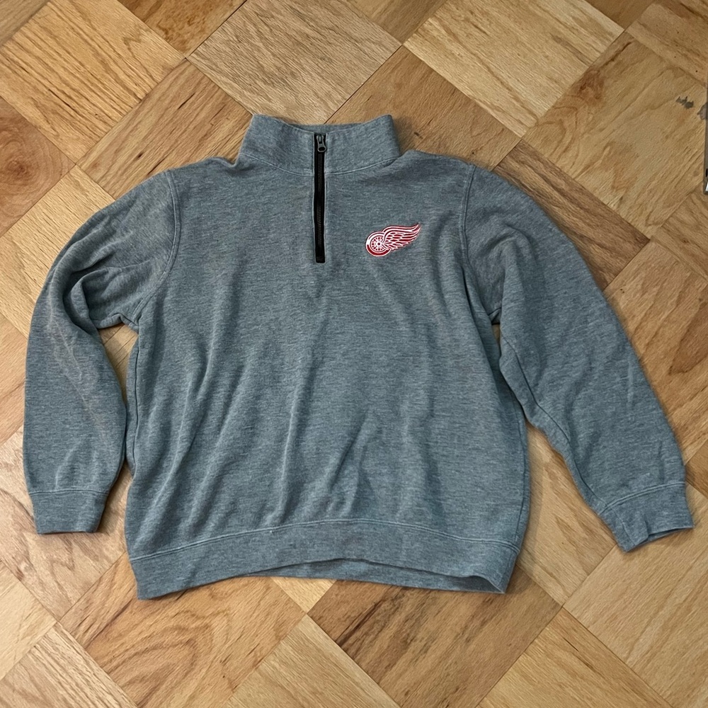 Gray Detroit Red Wings NHL Half Zip Sweater